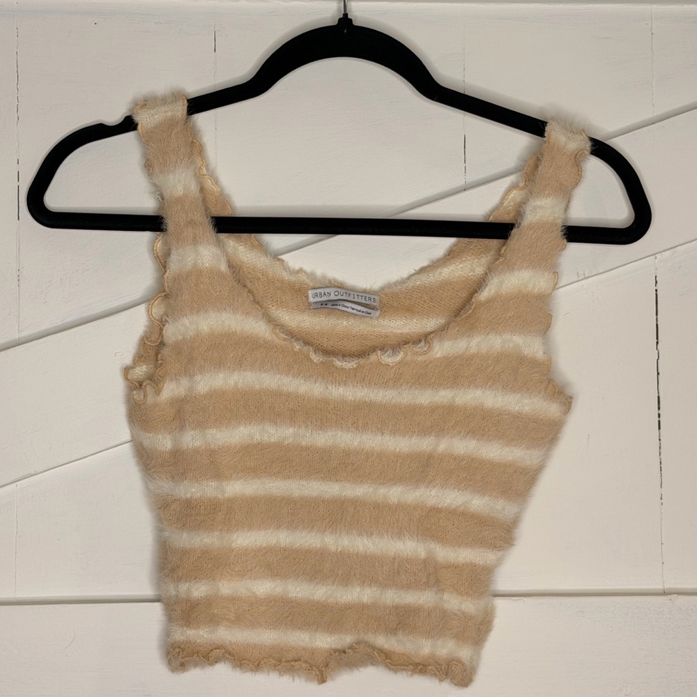 Urban Outfitters Peach and Cream Striped Crop Top